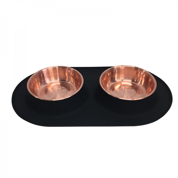 MessyMutts - Black Double Silicone Feeder with Copper Bowls – Special Edition - Image 3